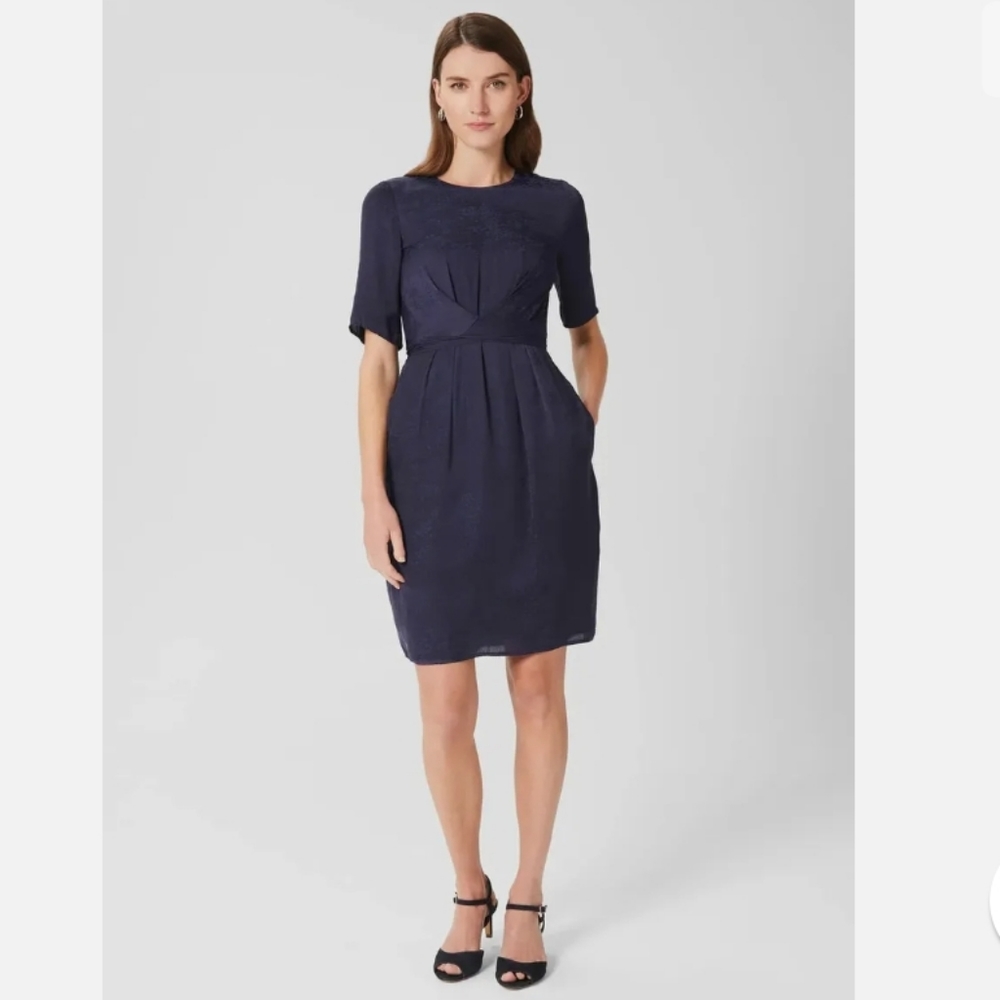 Hobbs Anya Jacquard Short Sleeve Dress